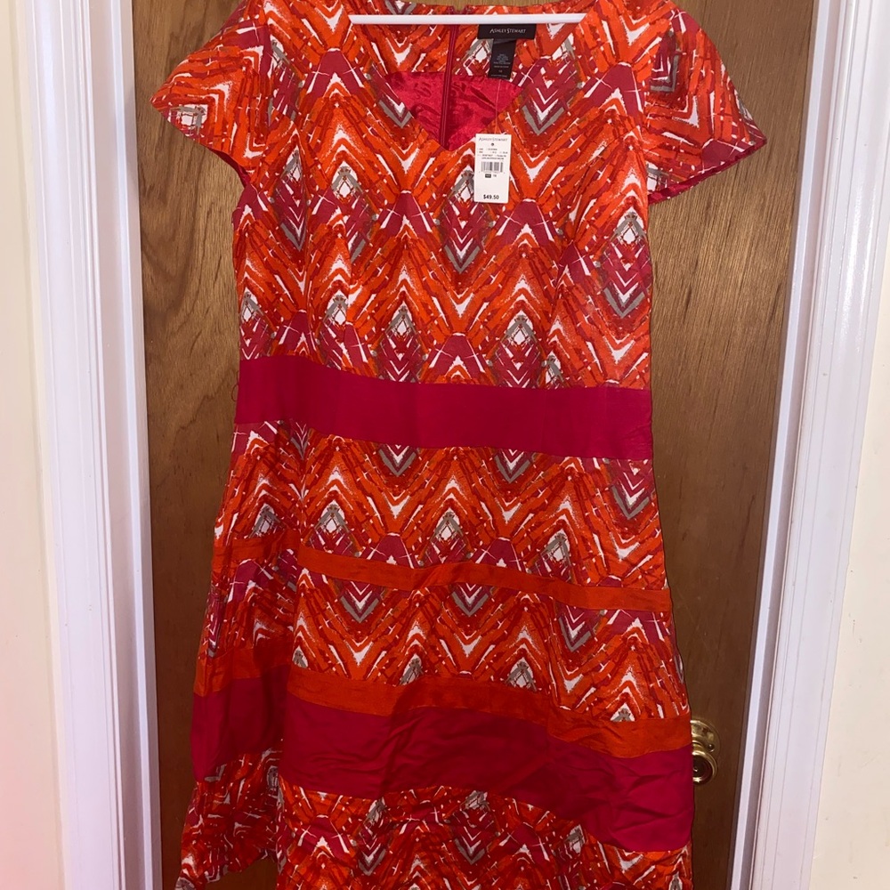 Ashley Stewart Orange and red print  Dress